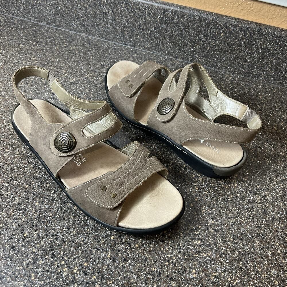 Remonte Dorndorf Brown Leather Sandals Womens Sz EU 42 US 12 Sling Back Open Toe